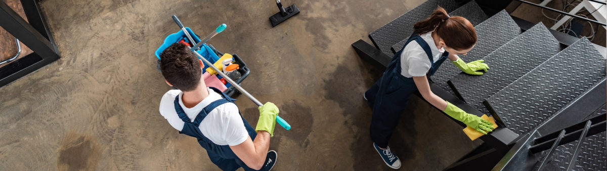 a team of house cleaners deep cleaning a home