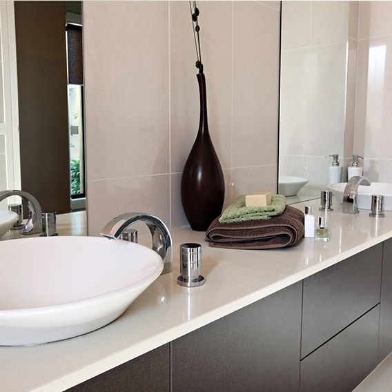 clean and organized modern bathroom vanity