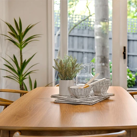 clean wooden dinner table