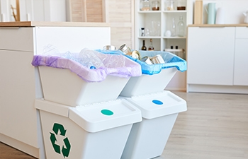 garbage and recycling bins
