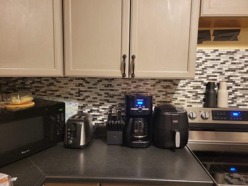 clean kitchen counter with appliances