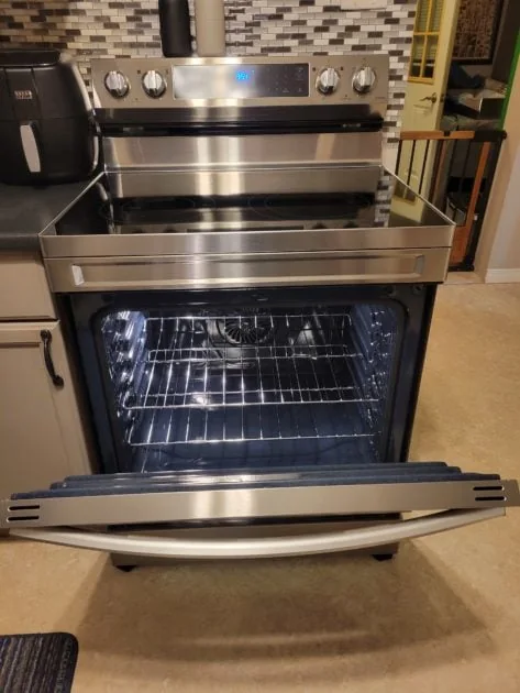 clean oven with oven door open
