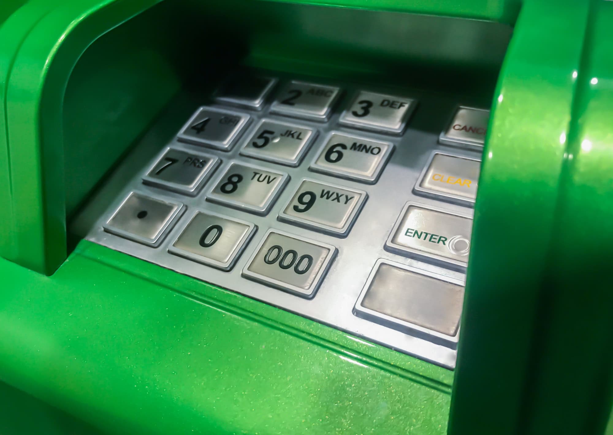 close up of an atm machine