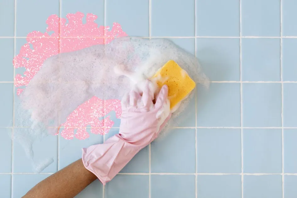 cleaning shower tiles to maintain healthy bathroom
