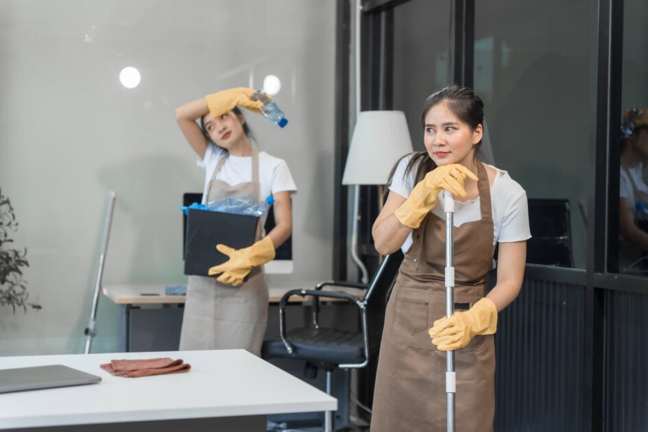 Commercial office cleaning team performing professional office cleaning services in Cambridge